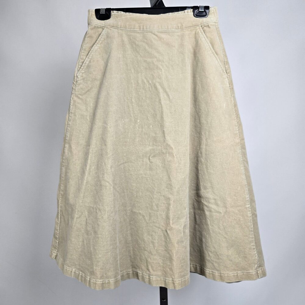 Uniqlo Cream Corduroy Cotton A-Line Midi Skirt Size S
